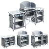 Folding Camping Kitchen Portable Windshield Cooking Table Picnic Storage Cabinet