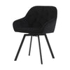 2x Black Rotatable Dining Chairs Velvet Seat Metal Leg Swivel Kitchen Modern