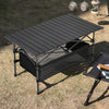 Foldable Aluminum Camp Table with Mesh Shelf – Lightweight, Roll-Top & Portable