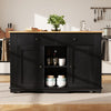 Rolling Kitchen Island Storage Trolley with Drop Leaf Top and 2 Drawers, Black