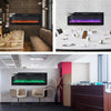 37" Glass Electric Fireplace Fire Wall Mounted Living Room Heater+Remote Control