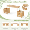 Patio Wooden Bench with Planter Outdoor Conversation Bench Set