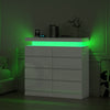 High Gloss Chest of 8 Drawers White with RGB LED Lights Bedroom Bedside Cabinet