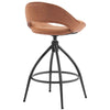 Hollow Backrest Swivel Bar Stool Set Brown PU Coated Iron Legs 2pcs