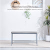 Rectangular Grey Faux Leather Dining Bench with Metal Storage Shelf Shoes Bench