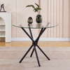 4x Black Faux Leather Dining Chairs&Round Tempered Glass Black Legs Dining Table