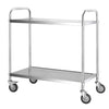 2 Tier Stainless Steel Catering Trolley Food Dinner Service Cart On Wheels 3FT