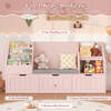 Childrens Bookshelf Storage Bench with Drawers Shelves Reading Seat White 140cm