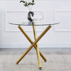Round Clear Tempered Glass Dining Table Golden Chromed Legs Dining Room Kitchen