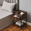 Bedside Table Drawer Storage Industrial Side End Table Nightstand Metal Shelf
