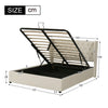 Double Size Bed Ottoman Lift Up Storage Bed Velvet Upholstered Bed Frame Beige