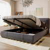 Ottoman Storage Bed Frame 4ft6 Double Bed with Headboard Velvet Fabric Grey