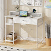 COSTWAY Computer Desk Writing Work Study Desk with Power Outlets-White