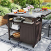 Movable Prep Table Outdoor Grill Cart w/ Shelves-Brown