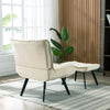 Upholstered Velvet Fabric Armchair and Footstool Adjustable Back Lounge Chair UK