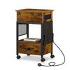 Side Table Coffee Table End Table NightStand Bedside Table with Charging Station