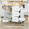 Rolling Kitchen Island with Drop Leaf, 3 Drawers and Spice Rack, White