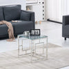 Set of 3 Glass Nesting Coffee Tables Stacking End Side Tables for Living Room