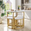 Dining Table and Chairs Set of 4 Space-Saving Round Kitchen Table w/ Marble Look