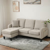 L Shape Corner Sofa Linen 3 Seater Sectional Sofa Couch with Chaise Lounge Beige