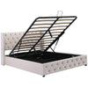 Ottoman Bed Frame Gas Lift Up Storage Double Size Beige Fabric Upholstered Bed