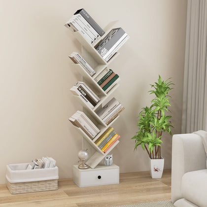 10-Tier Wooden Bookshelf Tree Shaped Display Storage Rack Utility Organizer Rack