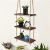3 Tier Rope Hanging Floating Shelves Wood Wall Swing Shelf Home Storage
