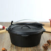 Cast Iron Casserole Dish Pot Pan Cooked Camping Stew Dutch Oven Stockpot Skillet