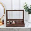 Watch & Sunglasses Display Case 9 Grids Brown Wood Storage Holder Box glasses
