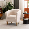 Tub Chair Boucle Fabric Cream Wooden Legs Armchair Living Room Modern Office