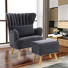 Fabric High Back Armchair Shell Back Chair Fireside Lounge Sofa with Foot Stool