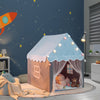 Kids Playhouse Tent Toddler large Castle Fairy Cotton Tent w/Star Lights Blue