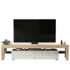 200cm I Modern TV Unit I Cabinet with Storage I Oak I High Gloss White Doors