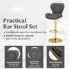 Adjustable Bar Stool Set of 2 Leather Swivel Dining Chair Upholstered Bar Stool