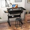 Drafting Table with Stool Height Adjustable Drawing Desk with Tilting Tabletop