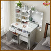 Dressing Table with 10 LED Lights Mirror Stool 6 Drawers Vanity Set Makeup Desk