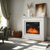 30 Inch Electric Fire Surround Set Wooden White Frame Fireplace Free Standing UK