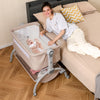 Baby Bassinet Bedside Sleeper with Lockable Wheel & Storage Basket-Beige