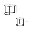 Nesting Coffee Table Set of 2, Marble-Effect Glass Round Side Tables, White