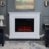 30 Inch Electric Fire Surround Set Wooden White Frame Fireplace Free Standing UK
