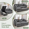 L-Shaped Corner Sofa Bed with Storage Chaise Pull-Out Sleeper Couch Grey Fabric