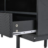 MODERN TV UNIT STAND CABINET SIDEBOARD WITH DRAWER STORAGE & OPEN SHELVES BLACK