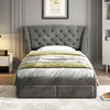 DOUBLE BED WITH STORAGE VELVET UPHOLSTERED BED FRAME WITH HEADBOARD, 4 DRAWERS