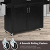 Kitchen Island Cart Rolling Storage Trolley Cart Serving Utility Trolley Black