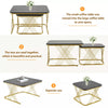 Set of 2 Fuax Marble Nesting Coffee Table Square Side End Tables with Metal Legs