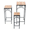 Metal Plant Stand Set of 3 Painted Flowerpot Mosaic Display Rack Pot Holder