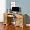 Solid Pine Computer Desk Home Office Table with 1 Door 3 Drawers Storage Waxed