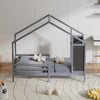 Kid House Bed Frame Single Bed Solid Wood House Shape Toddler Child Floor Frame