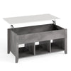 Lift Up Coffee Table Rising Center Table with 3 Cubes & Lift Top-Grey