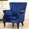 Occasional Oyster Wing Chair High Back Velvet Fabric Tub Armchair Fireside Room